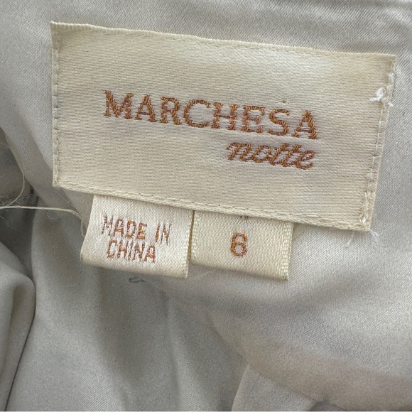 Marchesa Notte 100% Silk Two Layer Dress Floral Mesh Top Rufgle Strap Black 6 - Picture 11 of 11